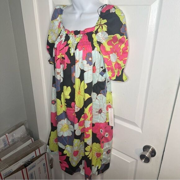 Modcloth Smocked Mini Dress Summertime Garden Stories Honolulu Floral M NWT - Picture 8 of 13